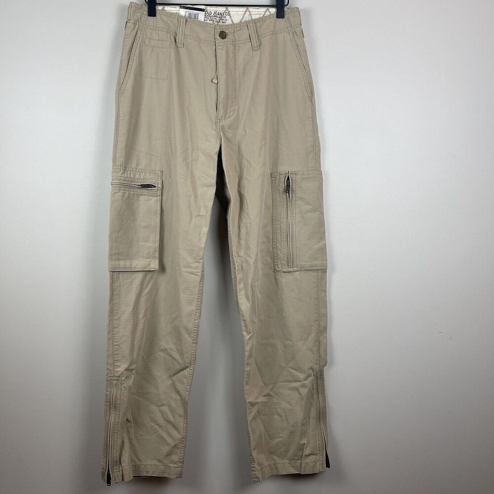 Vtg Polo Jeans Co Ripstop‎ Cargo Pant Khaki 30x31 USRL Military Surplus Utility